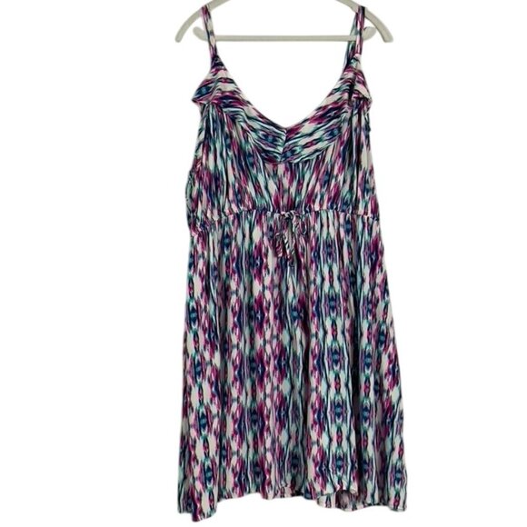 Torrid Ikat Ruffle Sundress, 100% Rayon, Size 5 (US 5X), Adjustable Straps - Picture 1 of 12